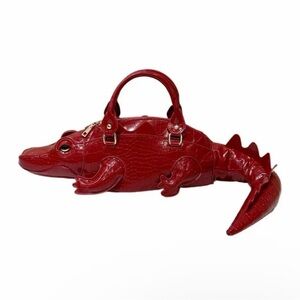 Red Alligator-Shaped Handbag